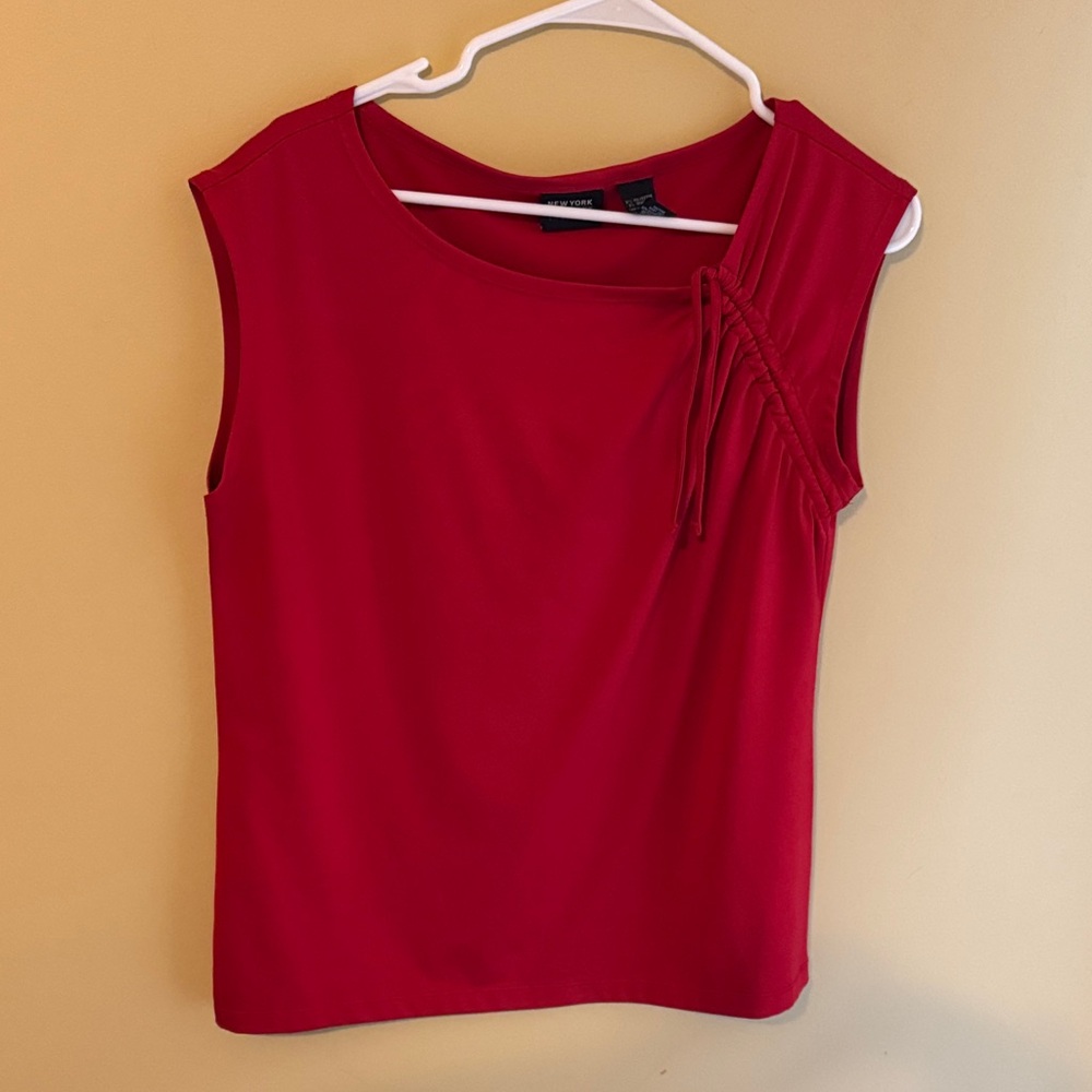 New York & Company Red Sleeveless Blouse